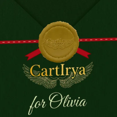 The pale gold wax seal on the dark green envelope