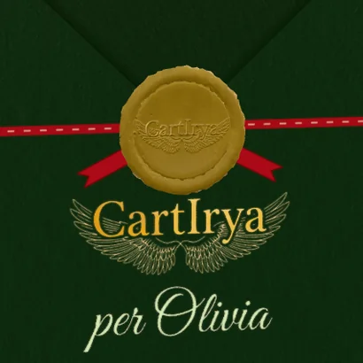 Il sigillo in ceralacca oro chiaro sulla busta verde scuro
